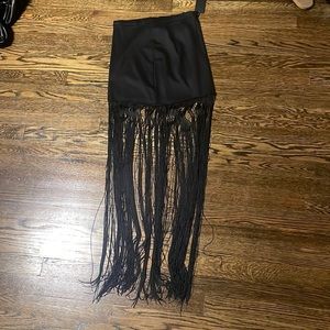 Black skirt with long fringes